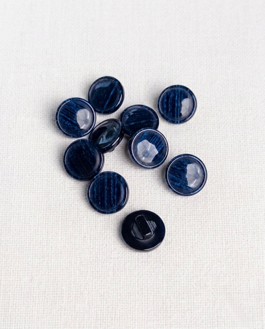 Lot de 10 boutons bleu rond - 13mm, à queue