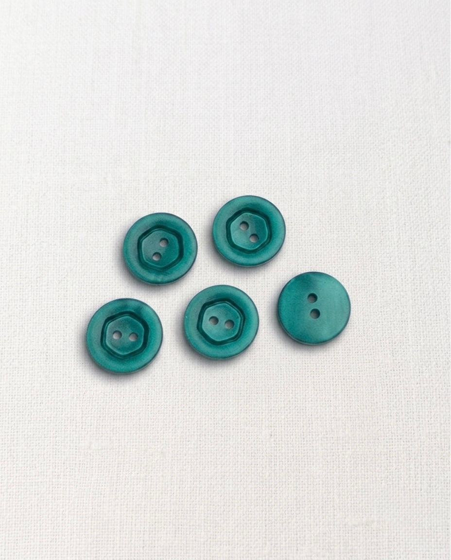 Lot de 5 boutons vert rond - 12mm, 2 trous