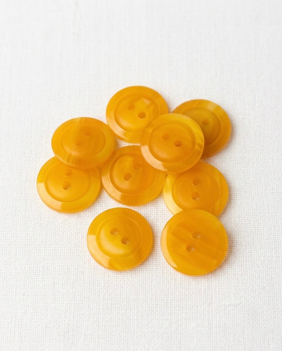 Lot de 9 boutons jaune rond - 14mm, 2 trous