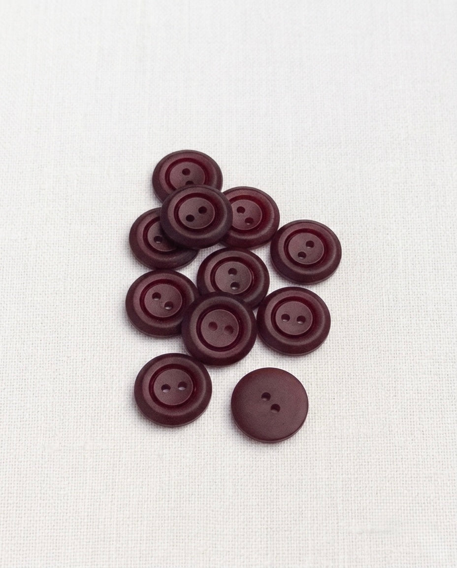 Lot de 11 boutons bordeaux rond - 13mm, 2 trous