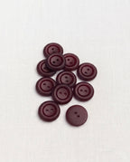 Lot de 11 boutons bordeaux rond - 13mm, 2 trous