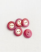 Lot de 5 boutons fuchsia et doré rond - 18mm, 2 trous