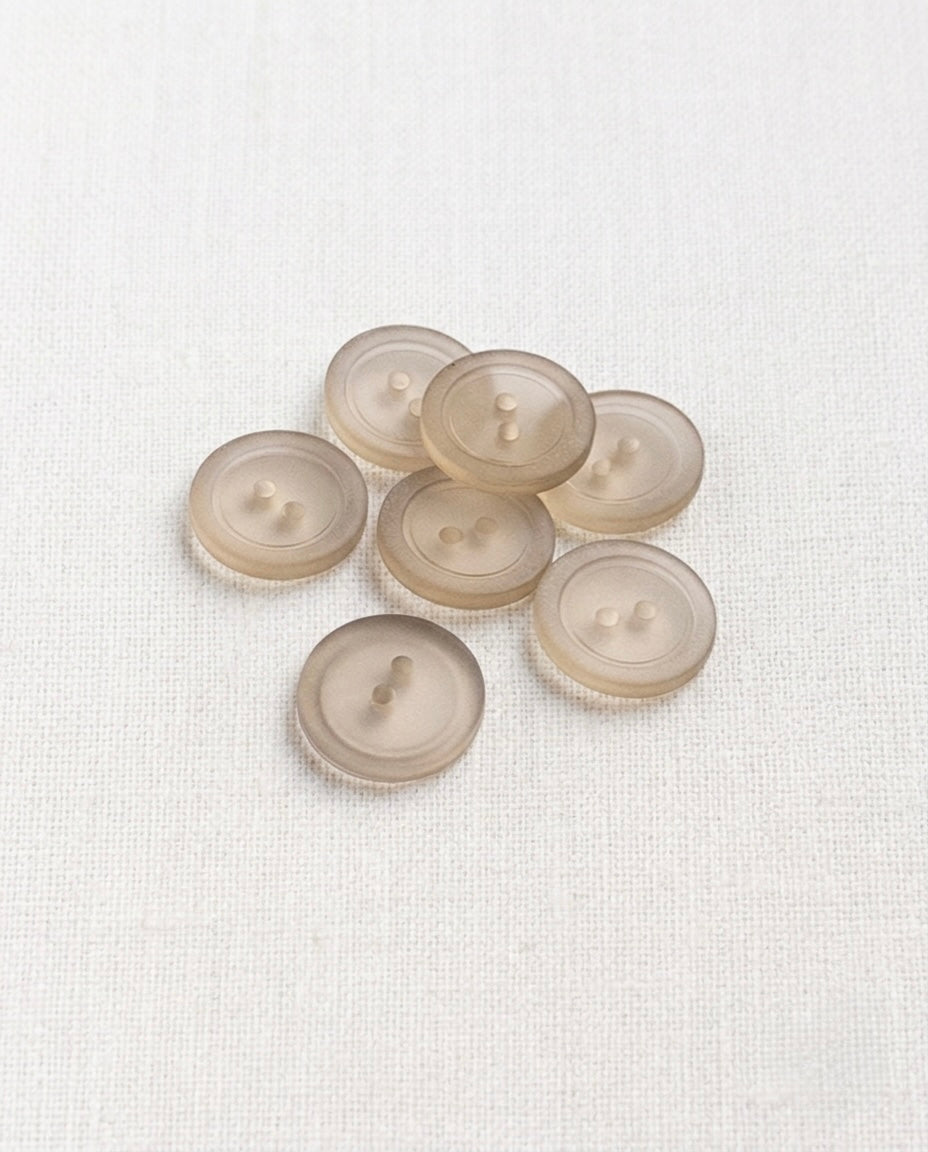 Lot de 7 boutons translucide rond - 15mm, 2 trous