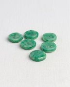 Lot de 6 boutons vert carré - 14mm, 2 trous
