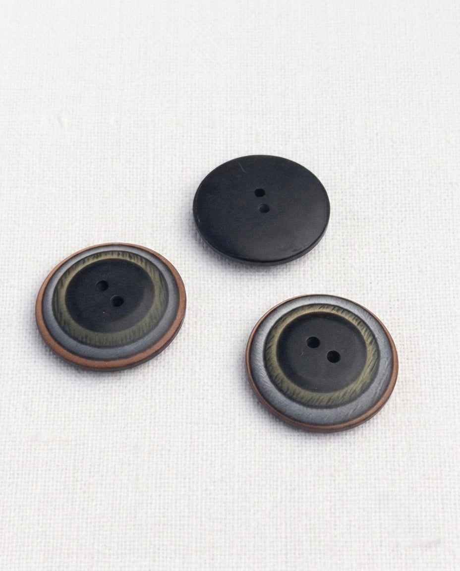 Lot de 3 boutons concentrique rond - 31mm, 2 trous