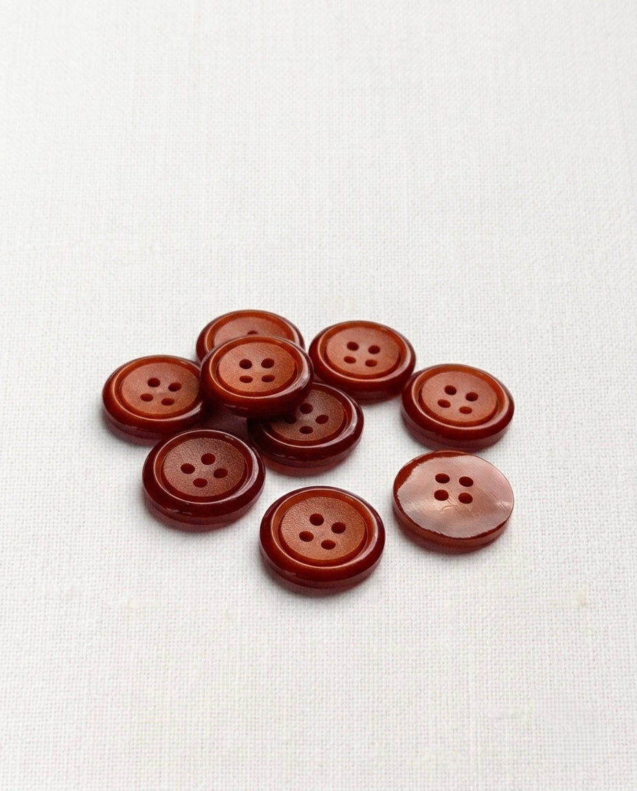 Lot de 9 boutons rouille rond - 18mm, 4 trous