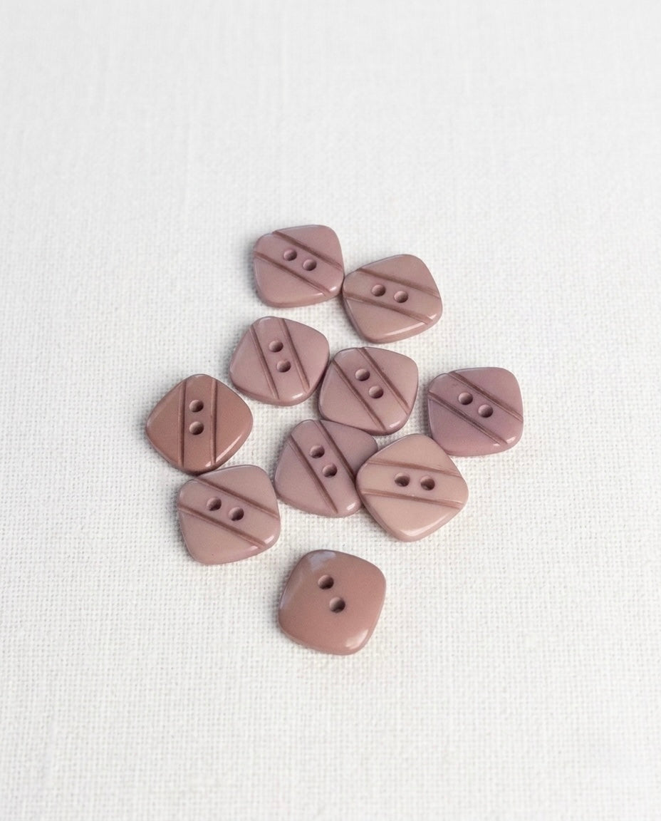 Lot de 10 boutons vieux rose carré - 10mm, 2 trous