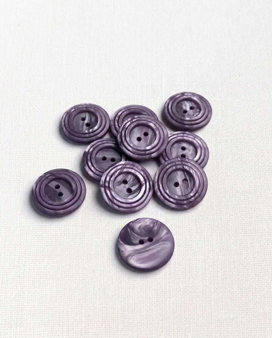 Lot de 9 boutons violet rond - 20mm, 2 trous