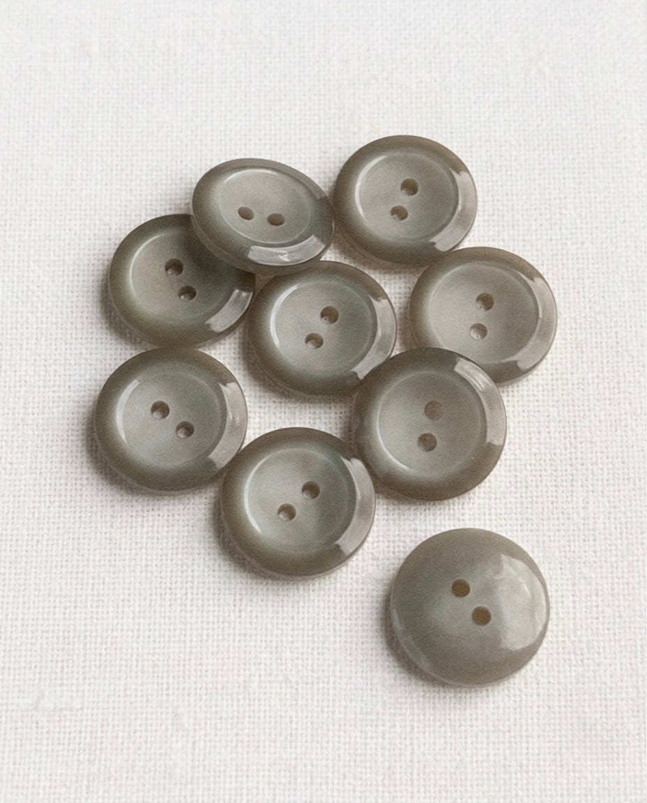 Lot de 9 boutons gris rond - 14mm, 2 trous