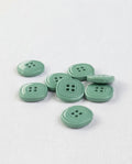 Huit boutons carrés vert de gris de 13 mm à 4 trous, angles arrondis et cadre carré gravé au centre