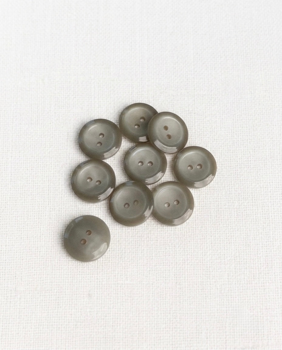 Lot de 9 boutons gris rond - 14mm, 2 trous