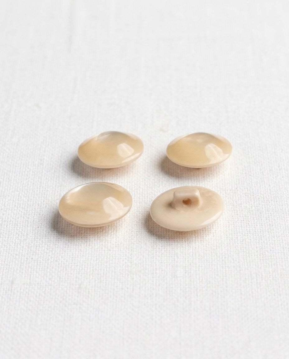 Lot de 4 boutons ivoire rond - 17mm, à queue