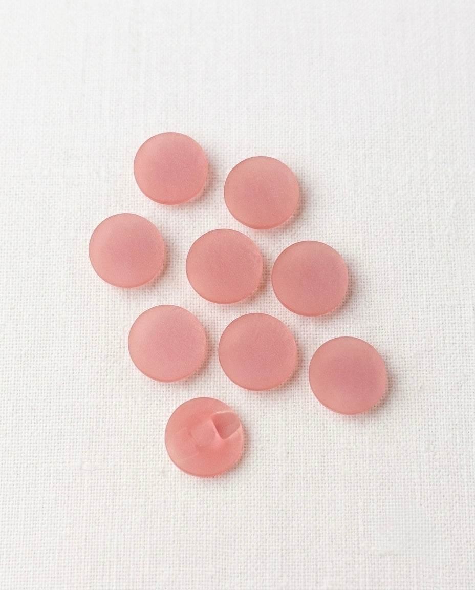 Lot de 8 boutons rose rond - 13mm, à queue
