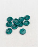 Lot de 11 boutons vert rond - 13mm, 2 trous
