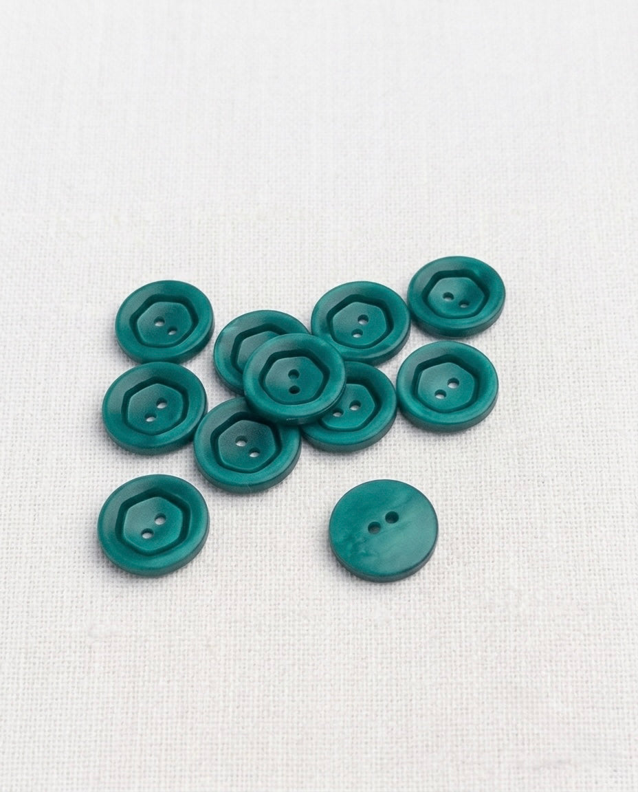Lot de 11 boutons vert rond - 13mm, 2 trous