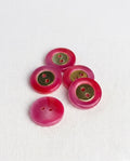 Lot de 5 boutons fuchsia et doré rond - 18mm, 2 trous