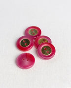 Lot de 5 boutons fuchsia et doré rond - 18mm, 2 trous
