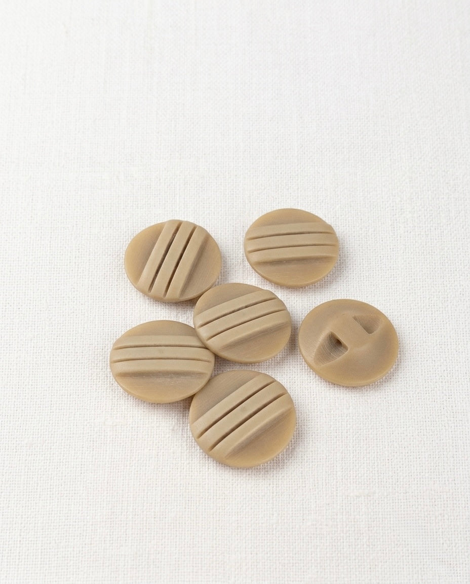 Lot de 6 boutons beige rond - 18mm, à queue encastrée