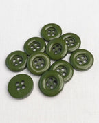 Lot de 9 boutons vert rond - 27mm, 4 trous