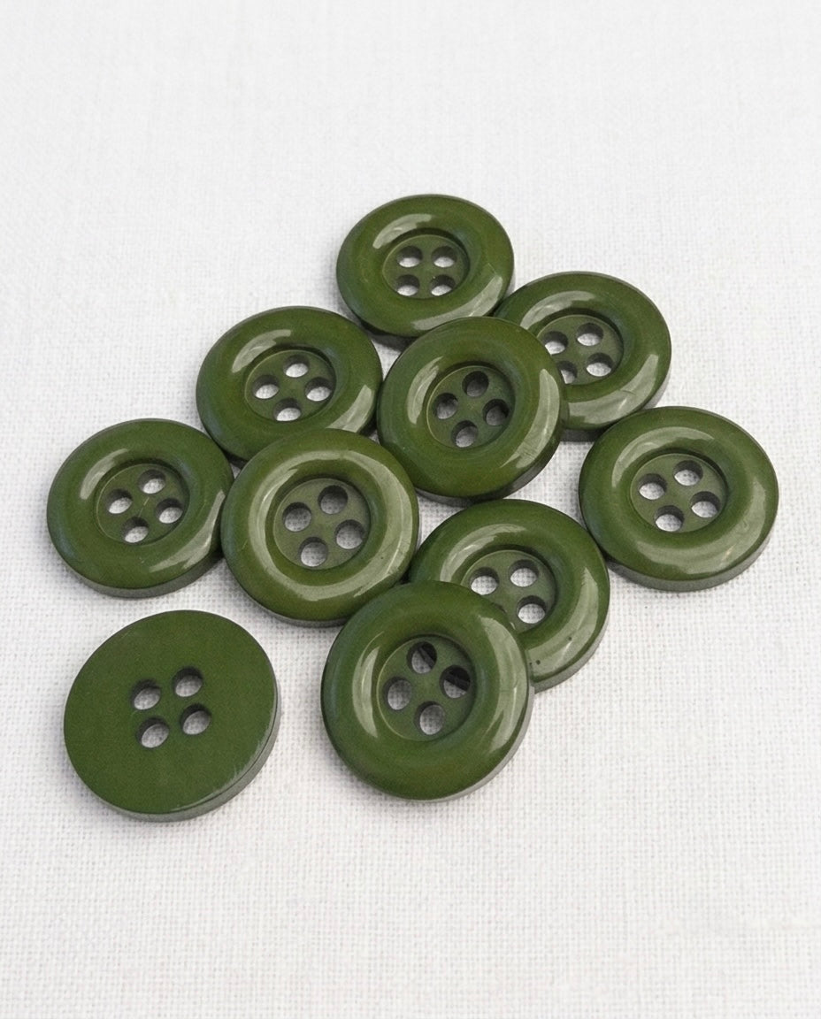 Lot de 9 boutons vert rond - 27mm, 4 trous