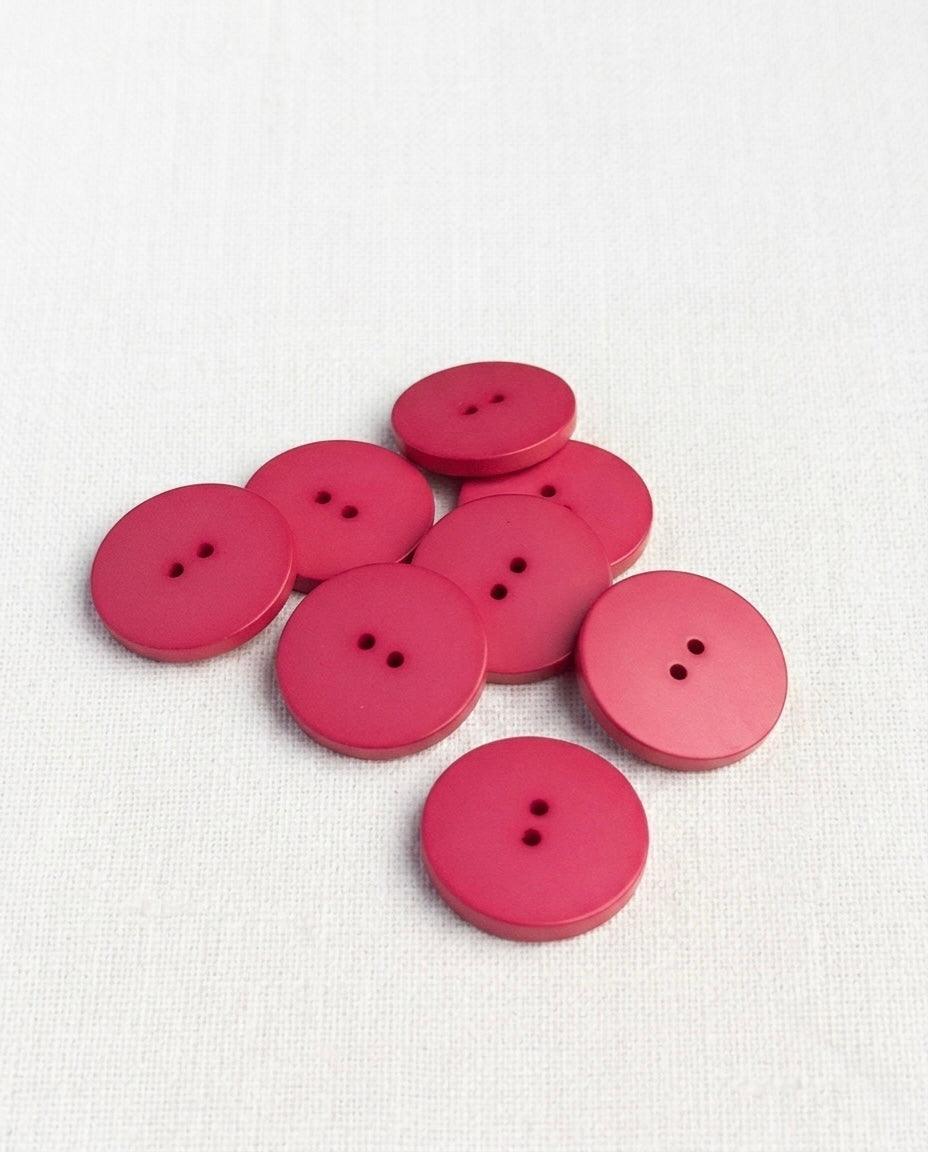 Lot de 8 boutons framboise rond - 21mm, 2 trous