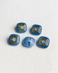 Lot de 5 boutons bleu carré - 16mm, à queue encastrée