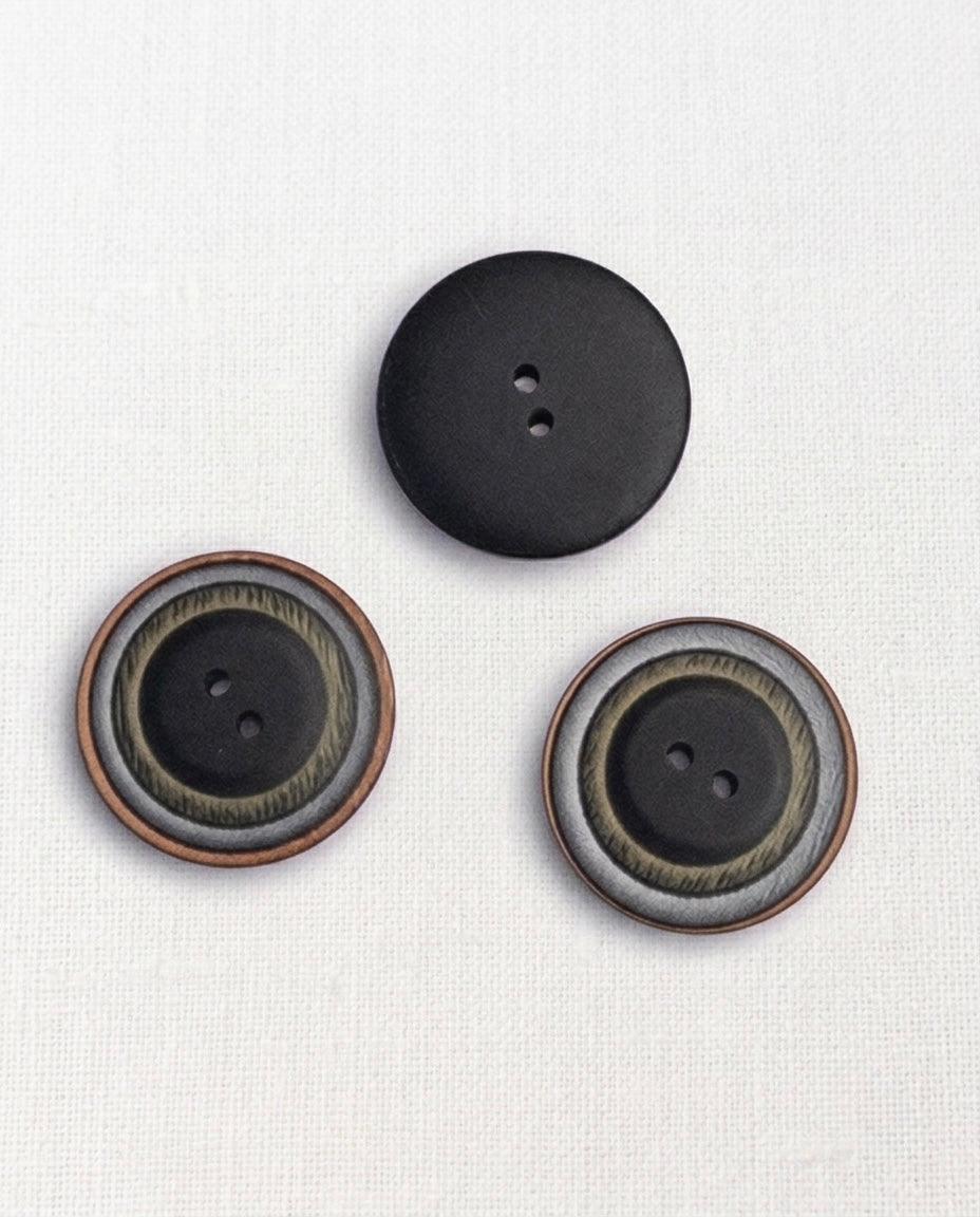 Lot de 3 boutons concentrique rond - 31mm, 2 trous