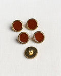 Lot de 5 boutons marron et doré rond - 15mm, à queue