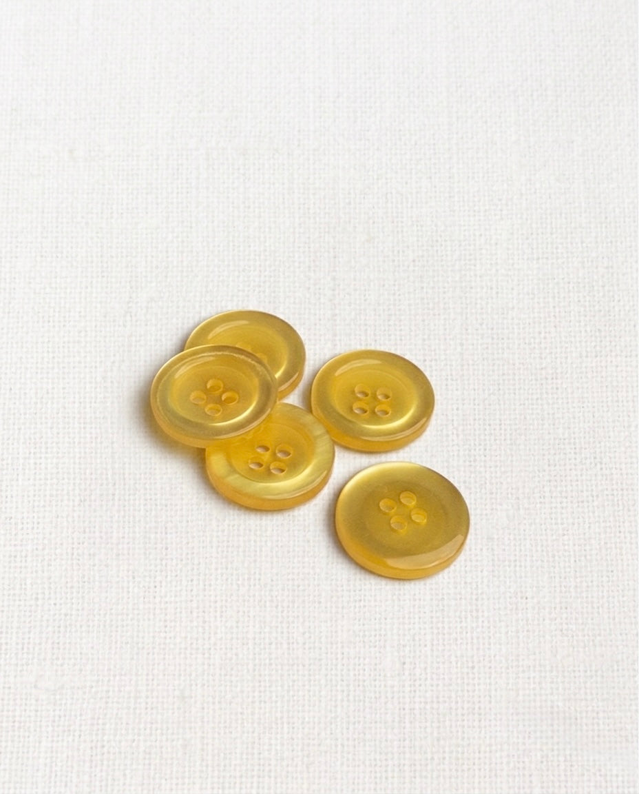 Lot de 5 boutons jaune rond - 20mm, 4 trous