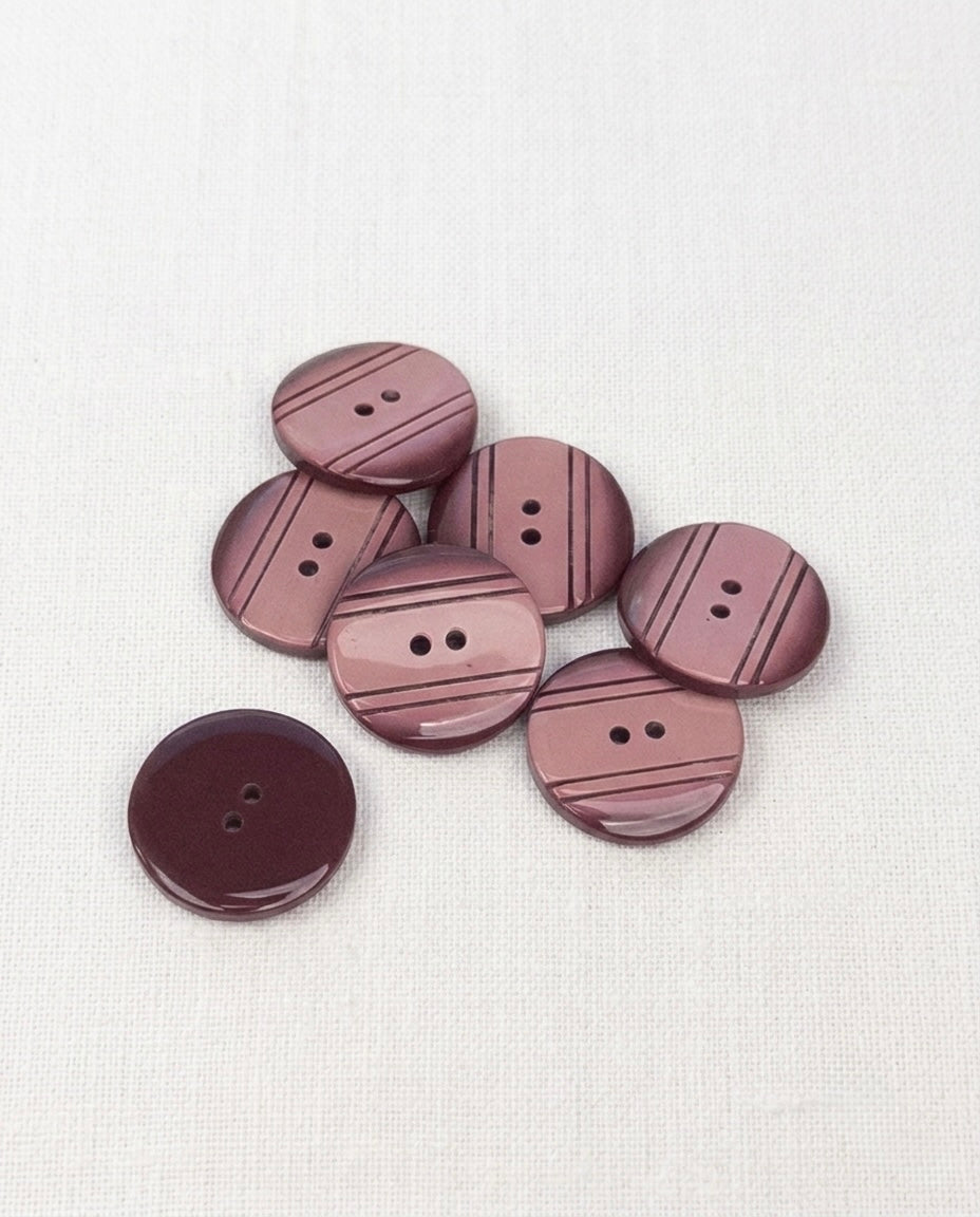 Lot de 7 boutons rose violet rond - 22mm, 2 trous