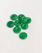 Lot de 9 boutons vert rond - 15mm, 2 trous