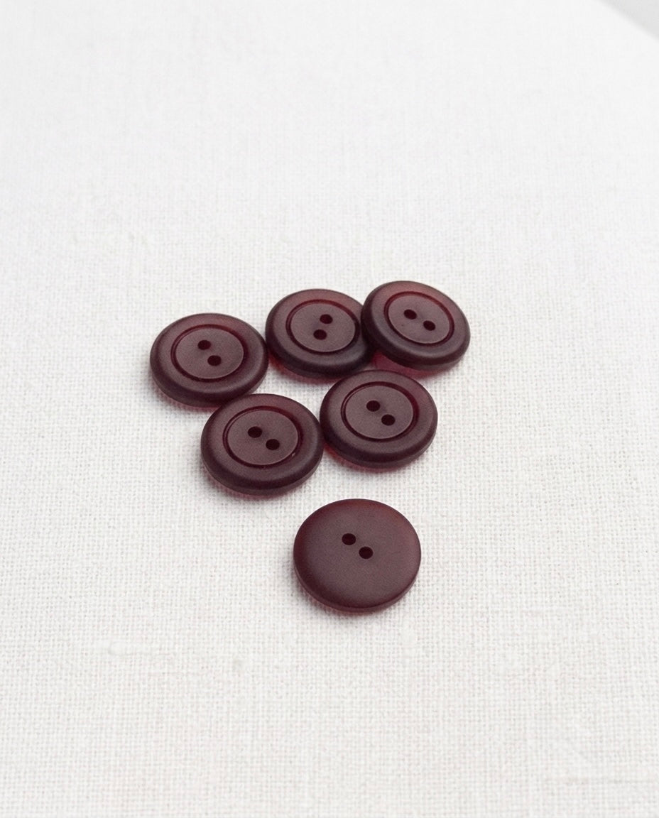 Lot de 6 boutons bordeaux rond - 17mm, 2 trous