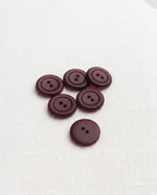 Lot de 6 boutons bordeaux rond - 17mm, 2 trous