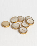 Lot de 8 boutons corne et doré rond - 16mm, 2 trous