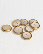 Lot de 8 boutons corne et doré rond - 16mm, 2 trous