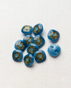 Lot de 11 boutons bleu carré - 13mm, à queue encastrée