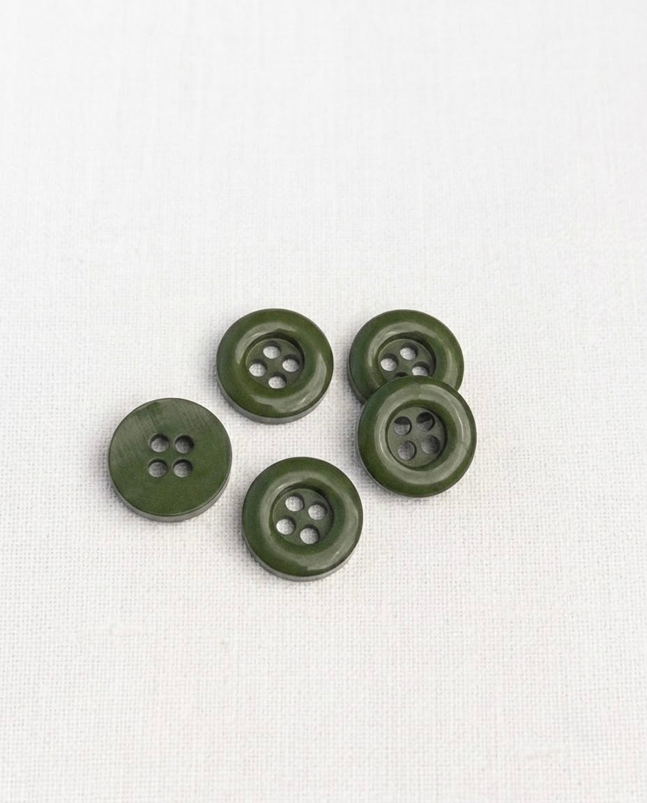 Lot de 5 boutons vert rond - 18mm, 4 trous