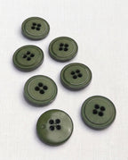 Lot de 7 boutons vert rond - 23mm, 4 trous