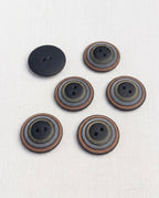 Lot de 6 boutons concentrique rond - 23mm, 2 trous