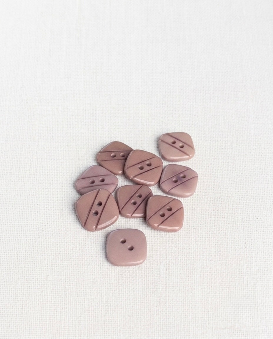 Lot de 8 boutons vieux rose carré - 14mm, 2 trous