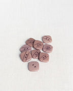 Lot de 8 boutons vieux rose carré - 14mm, 2 trous