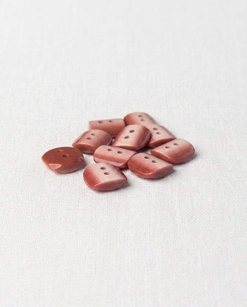 Lot de 10 boutons marron carré - 13mm, 2 trous