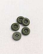 Lot de 5 boutons vert rond - 18mm, 4 trous