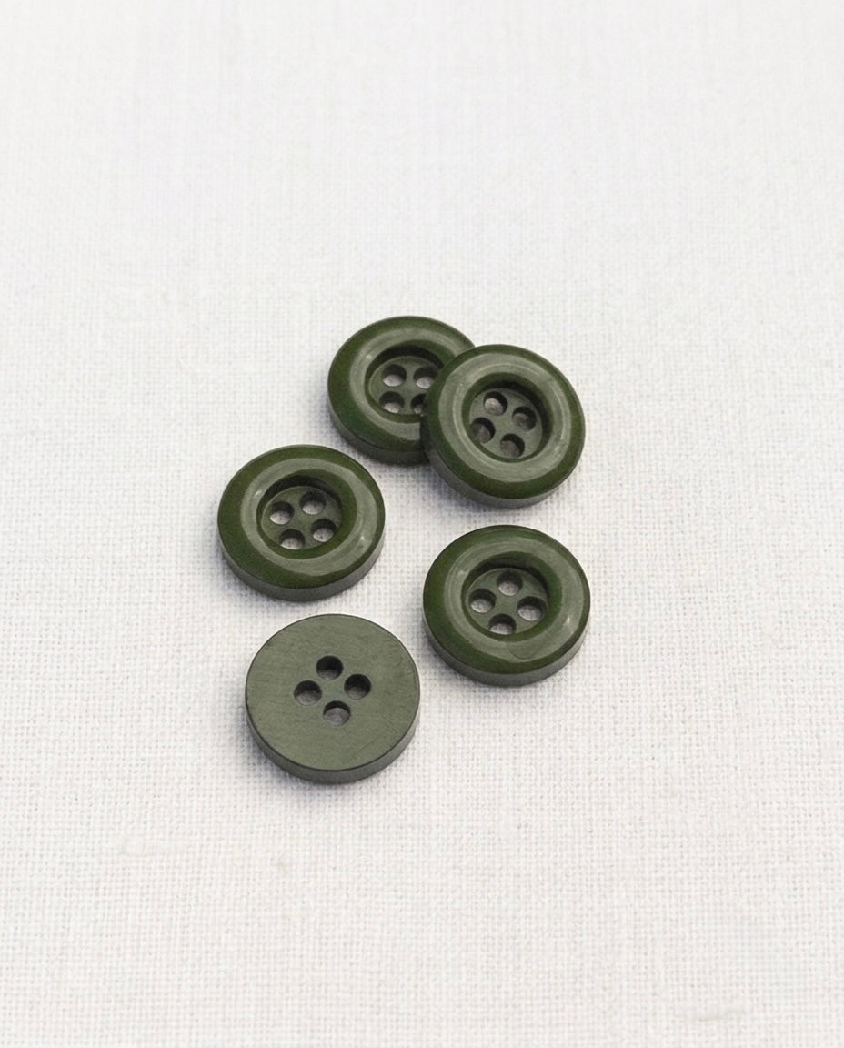 Lot de 5 boutons vert rond - 18mm, 4 trous