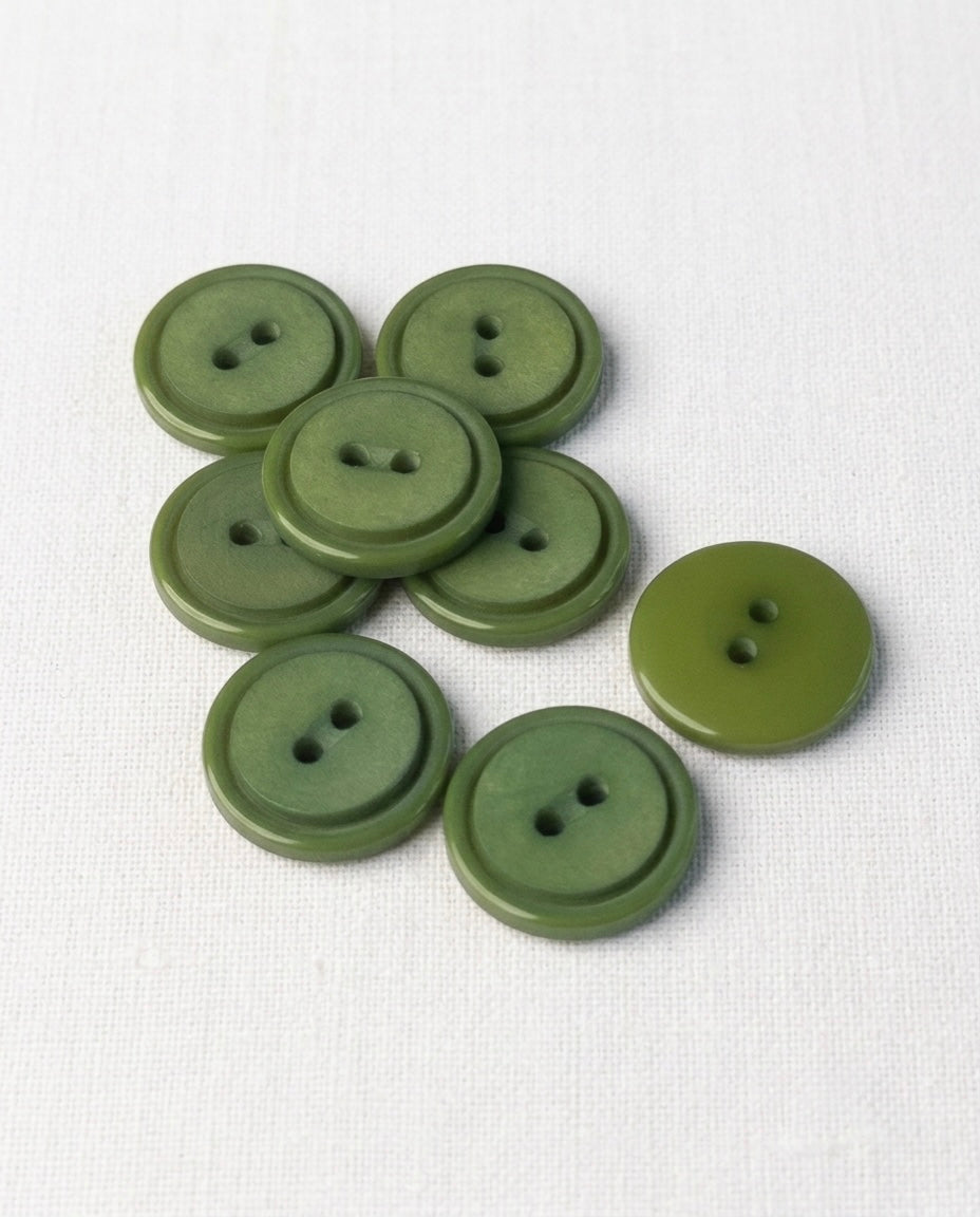 Bouton vert rond - 15mm, 2 trous