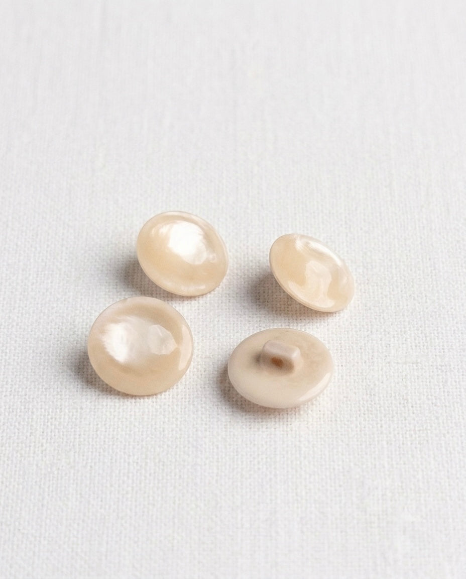 Lot de 4 boutons ivoire rond - 17mm, à queue