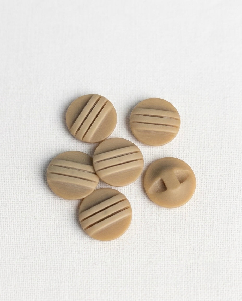 Lot de 6 boutons beige rond - 18mm, à queue encastrée
