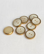 Lot de 8 boutons corne et doré rond - 16mm, 2 trous