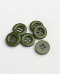 Lot de 6 boutons vert rond - 21mm, 4 trous