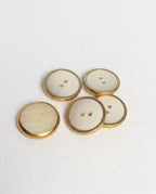 Lot de 5 boutons corne et doré rond - 22mm, 2 trous
